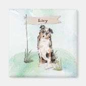 Individuelle Name Australian Shepherd Pet Dog Magnet (Vorne)