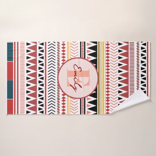 Individuelle Name Aztec Elegance Warmes, rotes eth Badehandtuch (Badehandtuch)