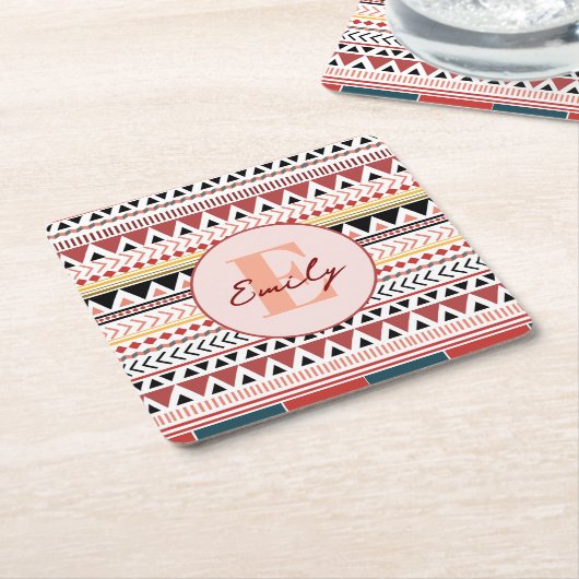 Individuelle Name Aztec Elegance Warmes, rotes eth Rechteckiger Pappuntersetzer (angewinkelt)
