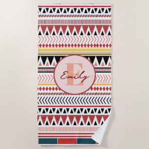 Individuelle Name Aztec Elegance Warmes, rotes eth Strandtuch