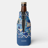 Individuelle Name Azulejo Tiles Pattern Flaschenkühler (Flasche Rückseite)