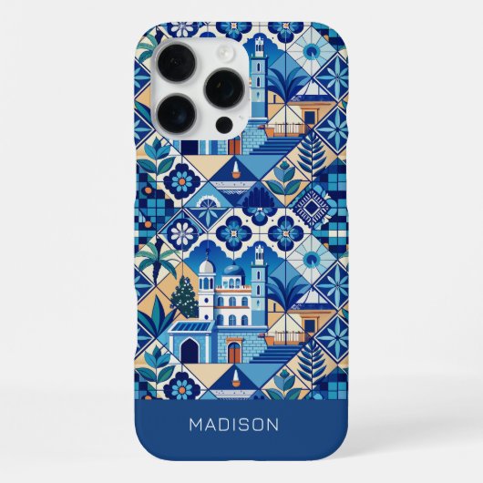 Individuelle Name Azulejo Tiles Pattern iPhone Hülle (Rückseite)
