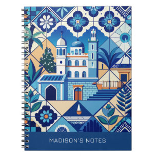 Individuelle Name Azulejo Tiles Pattern Notizblock