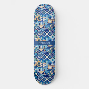 Individuelle Name Azulejo Tiles Pattern Skateboard