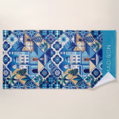 Individuelle Name Azulejo Tiles Pattern Strandtuch (Vorderseite)