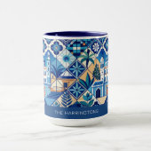 Individuelle Name Azulejo Tiles Pattern Tasse (Zentrum)