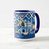 Individuelle Name Azulejo Tiles Pattern Tasse (VorderseiteRechts)