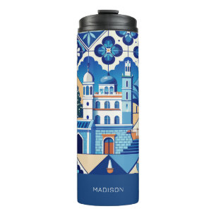 Individuelle Name Azulejo Tiles Pattern Thermosbecher