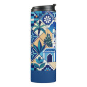 Individuelle Name Azulejo Tiles Pattern Thermosbecher (Nach links gedreht)
