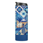 Individuelle Name Azulejo Tiles Pattern Thermosbecher (Nach rechts gedreht)