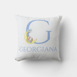 Individuelle Name Baby auf einem gelben Mond Kissen