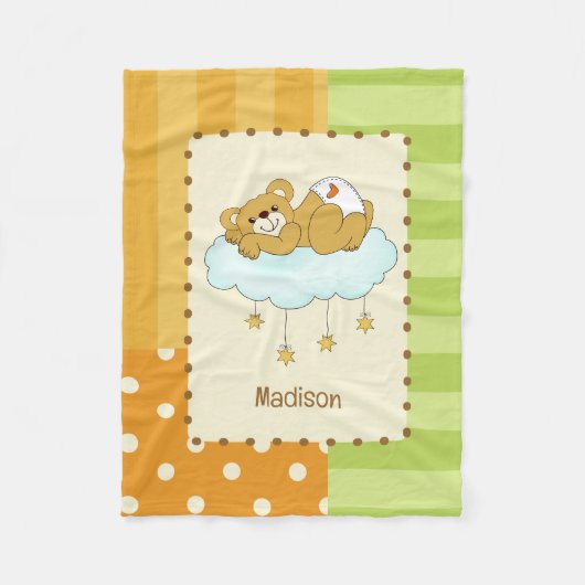 Individuelle Name Baby Bear Teddy Fleecedecke (Vorderseite)