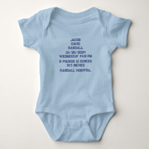 Individuelle Name Baby Birth Stats Ankündigung Jer Strampler