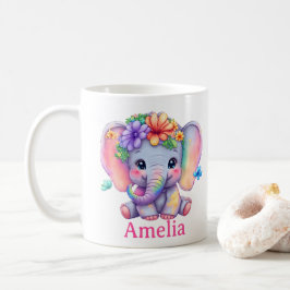 Individuelle Name Baby Elephant Floral Tasse für N
