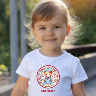 Individuelle Name Baby Girl Nurse Teddy Bear Baby T-shirt