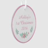 Individuelle Name Baby's 1. Weihnachtsblumenschmuc Ornament (Vorderseite)