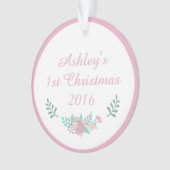 Individuelle Name Baby's 1. Weihnachtsblumenschmuc Ornament (Vorderseite)