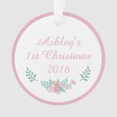 Individuelle Name Baby's 1. Weihnachtsblumenschmuc Ornament (Vorderseite)
