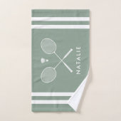 Individuelle Name Badminton Sage Green Stripes Handtuch (Handtuch)