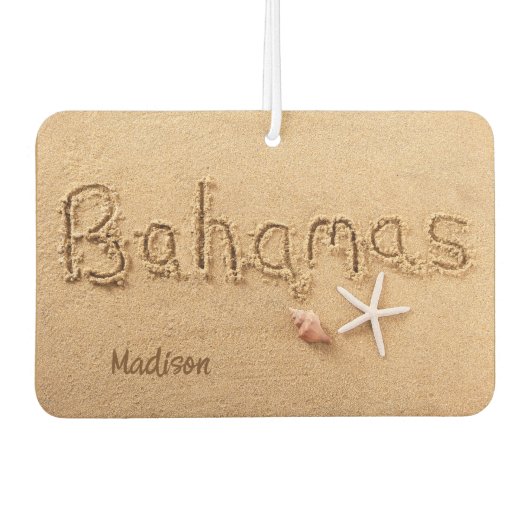 Individuelle Name Bahamas Beach Autolufterfrischer (Vorderseite)