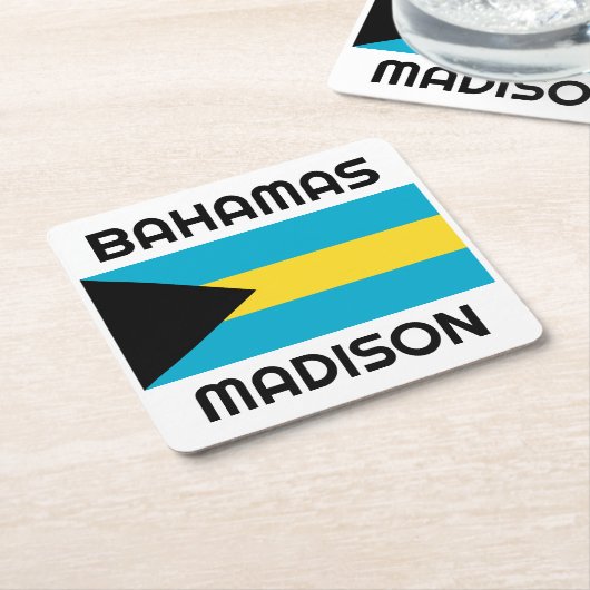 Individuelle Name Bahamas Flag Rechteckiger Pappuntersetzer (angewinkelt)