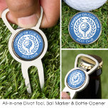 Individuelle Name Ball Marker Blue Personalisiert Pitchgabel<br><div class="desc">Ein stilvolles All-in-One-personalisiertes Divot-Tool, Flaschenöffner und Kugelmarker! Ein klassisches Design mit einem Siegeskranz, der einen Ball und Tee umrahmt. Diese bearbeitbare Vorlage kann für einen Golfclub, einen Country Club, einen Firmennamen, einen Teamplayer, einen Golfclub oder einen einzelnen Golfer angepasst werden. Ideal für Feiertage, Firmenveranstaltungen, Wettbewerbe, Turniere und vieles mehr. Druckfarben:...</div>