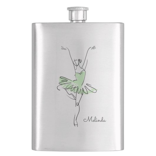 Individuelle Name Ballerina Flachmann (Vorderseite)