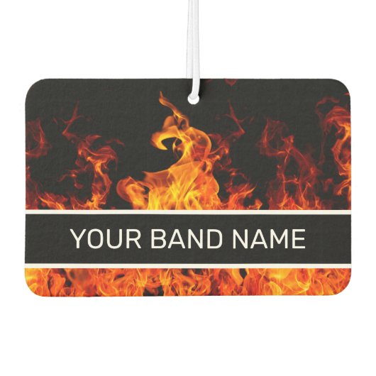 Individuelle Name Band Merch Flames Rock & Roll Mu Autolufterfrischer (Vorderseite)