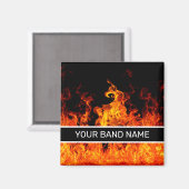 Individuelle Name Band Merch Flames Rock & Roll Mu Magnet (Vorderseite/Rückseite)