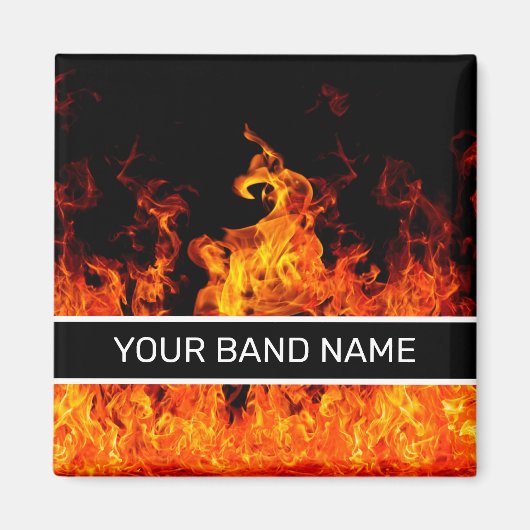 Individuelle Name Band Merch Flames Rock & Roll Mu Magnet (Vorne)