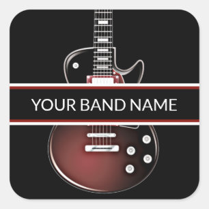 Individuelle Name Band Merch Guitar Rock & Roll Mu Quadratischer Aufkleber