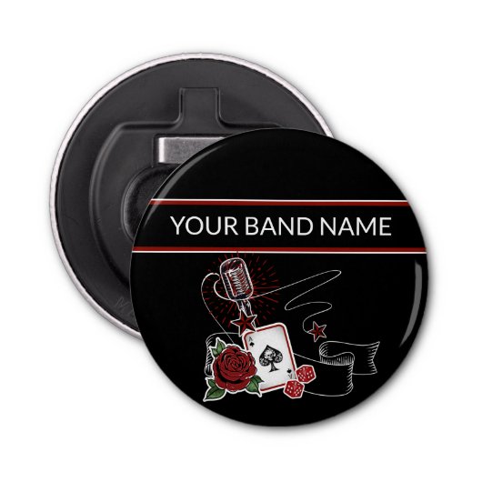 Individuelle Name Band Merch Rockabilly Rock Music Flaschenöffner (Vorderseite)
