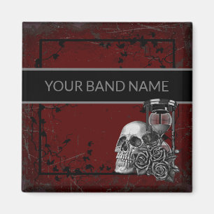 Individuelle Name Band Merch Skull Rose Rock Roll  Magnet
