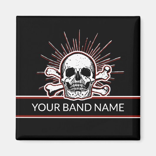 Individuelle Name Band Skull Bones Rock & Roll Pun Magnet (Vorne)