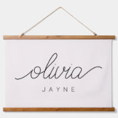 Individuelle Name Banner | Dekor des Kinderzimmers Wandteppich Mit Holzrahmen (Vorne)