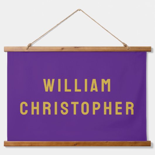 Individuelle Name Banner Personalisiert Kinderzimm Wandteppich Mit Holzrahmen (Vorne)