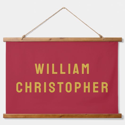 Individuelle Name Banner Personalisiertes Kinderzi Wandteppich Mit Holzrahmen (Vorne)