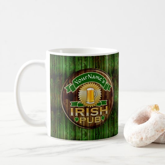 Individuelle Name Bar Irish Pub Sign St Patricks D Kaffeetasse (Mit Donut)