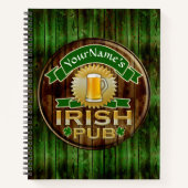 Individuelle Name Bar Irish Pub Sign St Patricks D Notizbuch (Vorderseite)