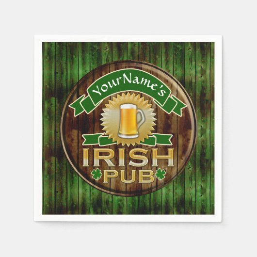 Individuelle Name Bar Irish Pub Sign St Patricks D Serviette (Vorderseite)