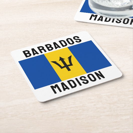 Individuelle Name Barbados Flag Rechteckiger Pappuntersetzer (angewinkelt)