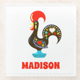 Individuelle Name Barcelos Portuos Rooster Black Glasuntersetzer