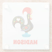 Individuelle Name Barcelos Portuos Rooster Black Glasuntersetzer (Rückseite)