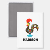 Individuelle Name Barcelos Portuos Rooster Black Magnet (Vorderseite/Rückseite)