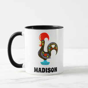 Individuelle Name Barcelos Portuos Rooster Black Tasse