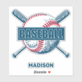 Individuelle Name Baseball Aufkleber (Blatt)