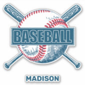 Individuelle Name Baseball Aufkleber (Vorderseite)