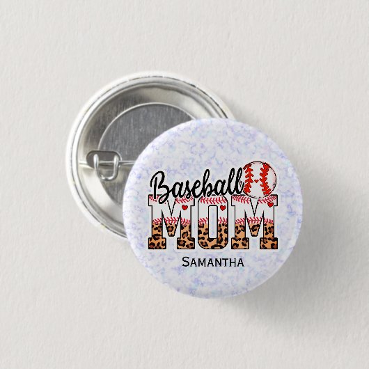 Individuelle Name Baseball Mama | Muttertag Button (Vorne & Hinten)