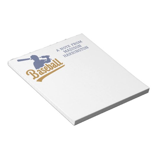 Individuelle Name Baseball Player Notizblock (angewinkelt)