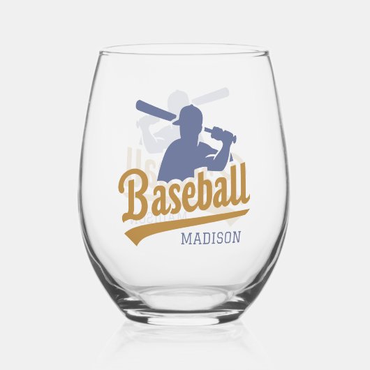 Individuelle Name Baseball Player Weinglas Ohne Stiel (Rückseite)